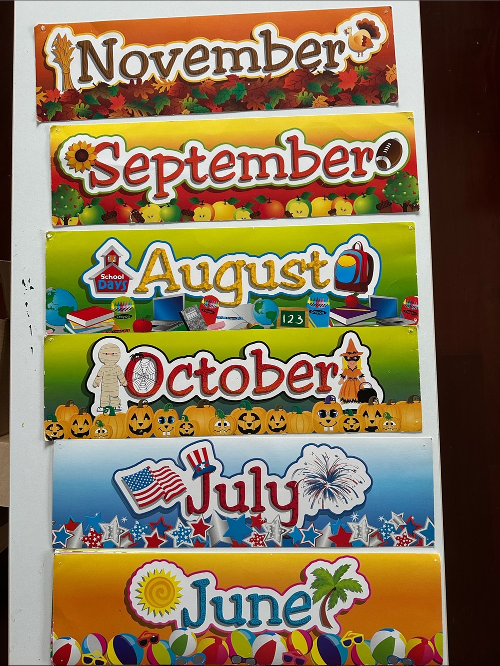 Seasonal Months Classroom Banner Set - Colorful Home Office Decor